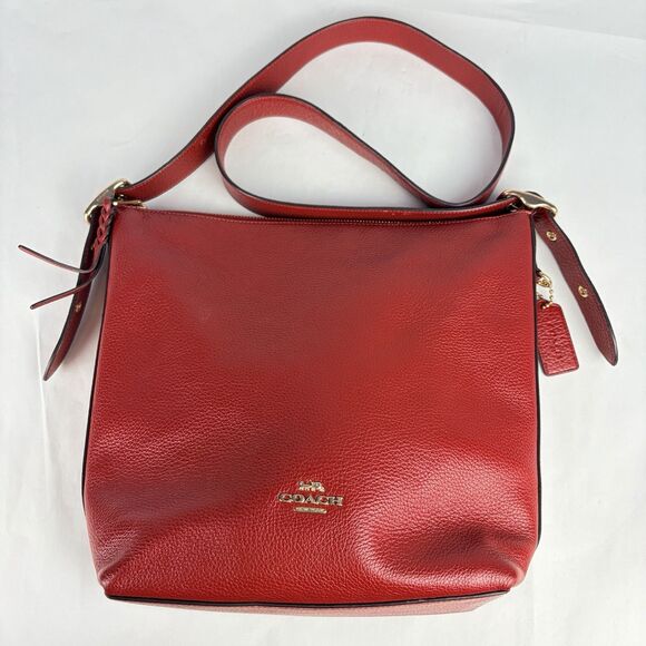 Coach Handbags - COACH C2818 Val Duffle Shoulder Bag in Pebble Red Leather 4"x12"x10" EUC